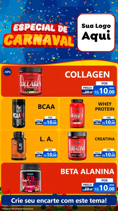 Modelo de TV para TV Vertical com o tema Especial de Carnaval para Suplementos alimentares
