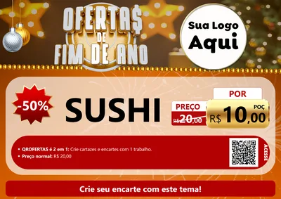Modelo de Cartaz para Cartaz A4 Horizontal com o tema Ofertas de Fim de Ano para Comida japonesa