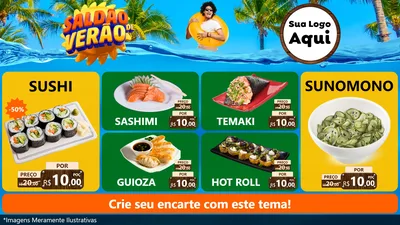 Modelo de TV para TV Horizontal com o tema Saldão de Verão para Comida japonesa