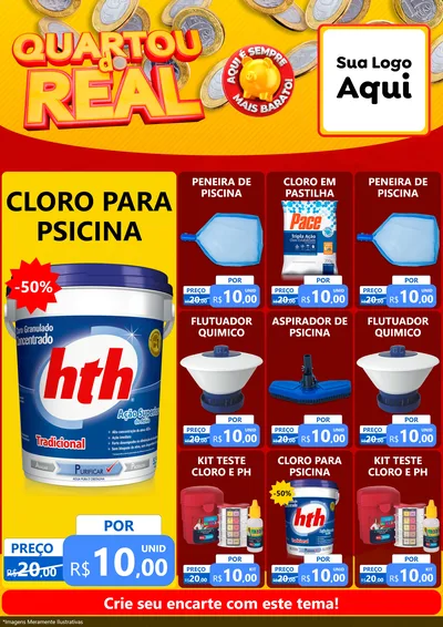 Modelo de Encarte para Encarte A4 Vertical com o tema Quartou do Real para Produtos para Piscina