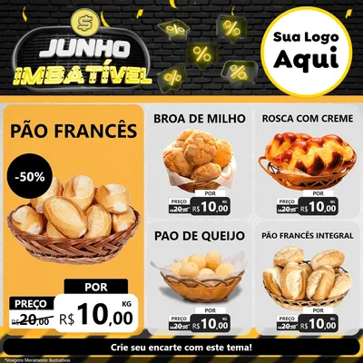 Modelo de Rede Social para Feed Facebook com o tema Junho Imbatível para Padaria