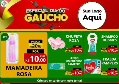 Modelo de Encarte para Encarte A4 Horizontal com o tema Especial Dia do Gaúcho para Bebês