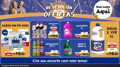Modelo de TV para TV Horizontal com o tema Réveillon de Ofertas para Produtos de Limpeza