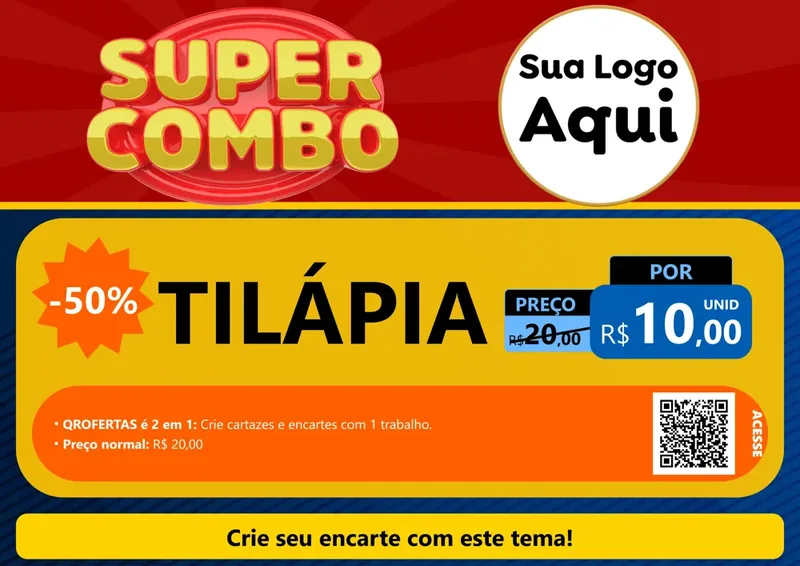 Modelo de Cartaz para Cartaz A4 Horizontal com o tema Super Combo para Peixaria