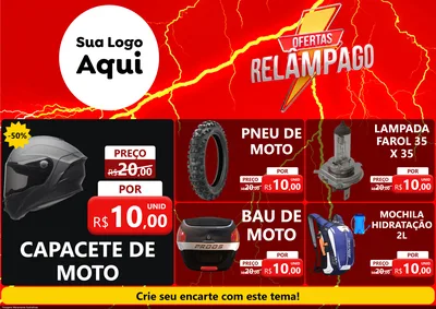 Modelo de Encarte para Encarte A4 Horizontal com o tema Ofertas Relâmpago para Moto peças