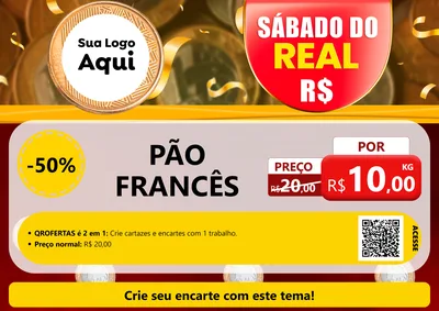 Modelo de Cartaz para Cartaz A4 Horizontal com o tema Sábado do Real para Padaria