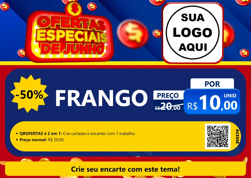 Modelo de Cartaz para Cartaz A4 Horizontal com o tema Ofertas Especiais de Junho para Assados