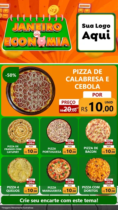 Modelo de Rede Social para Stories com o tema Janeiro da Economia para Pizzaria