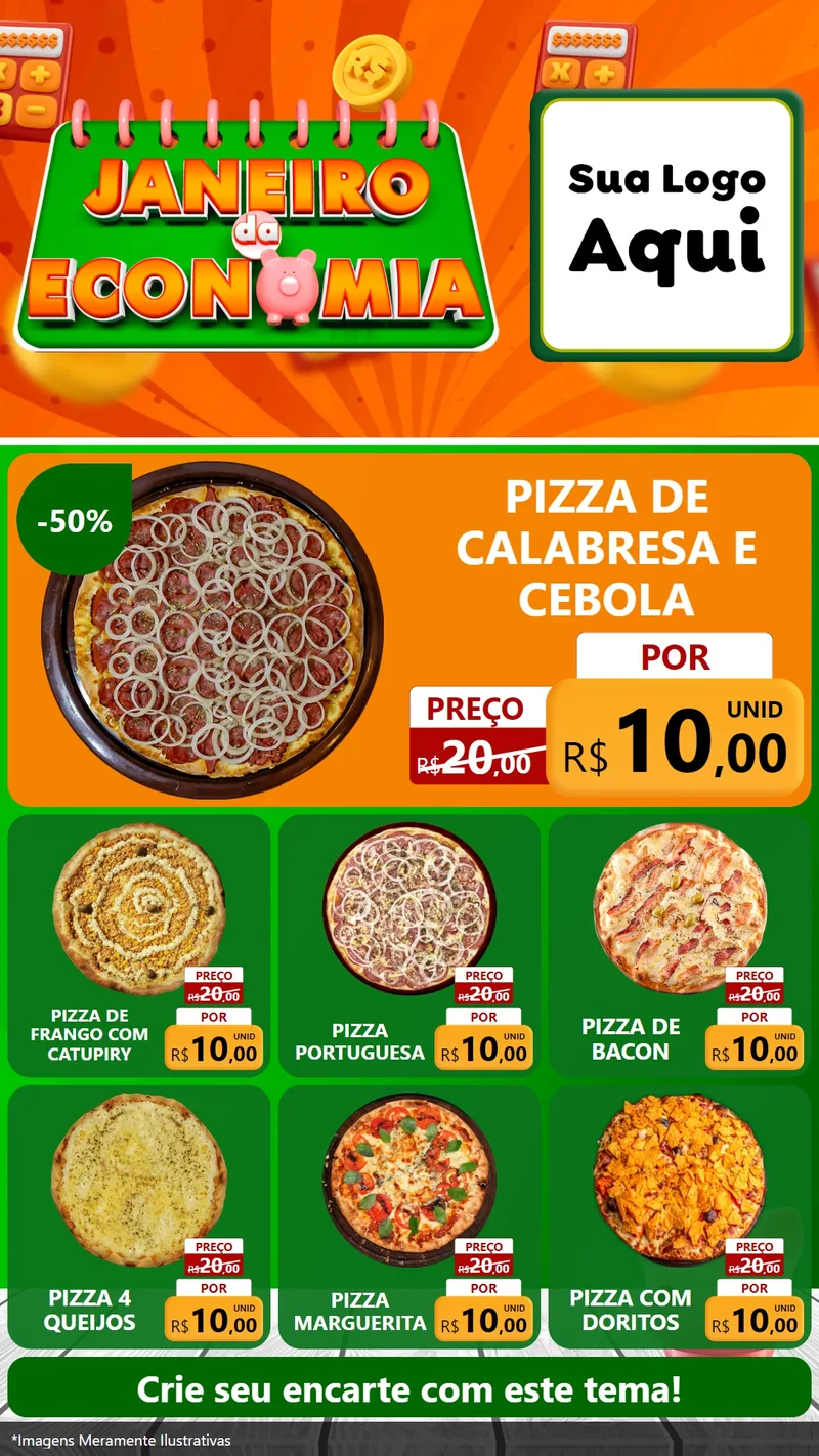 Modelo de Rede Social para Stories com o tema Janeiro da Economia para Pizzaria