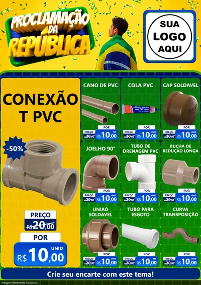 Modelo de Encarte para Encarte A4 Vertical com o tema Proclamação da República para Tubos e conexões