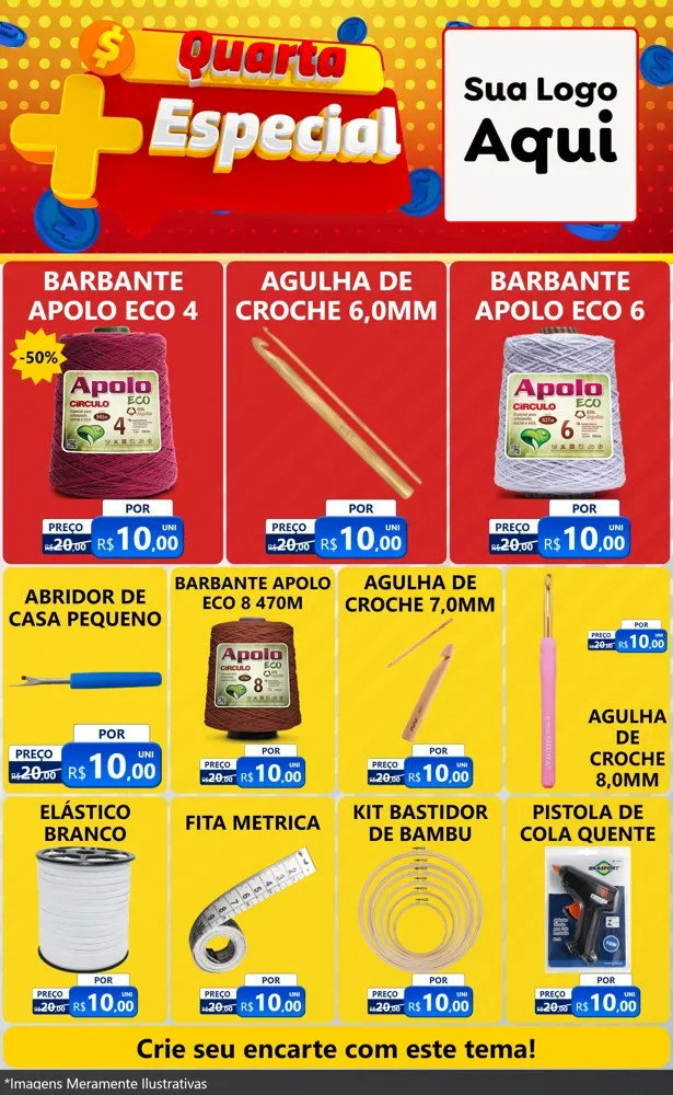 Modelo de Encarte para Encarte Grande com o tema Quarta Mais Especial para Armarinho e Aviamentos