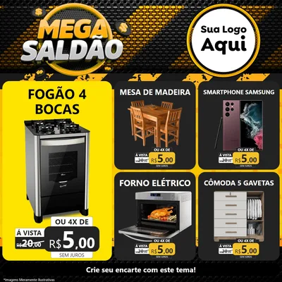 Modelo de Rede Social para Feed Facebook com o tema Mega Saldão para Móveis e Eletro