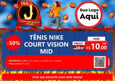 Modelo de Cartaz para Cartaz A4 Horizontal com o tema Dia J - O Dia Mais Barato Do Mês para Calçados