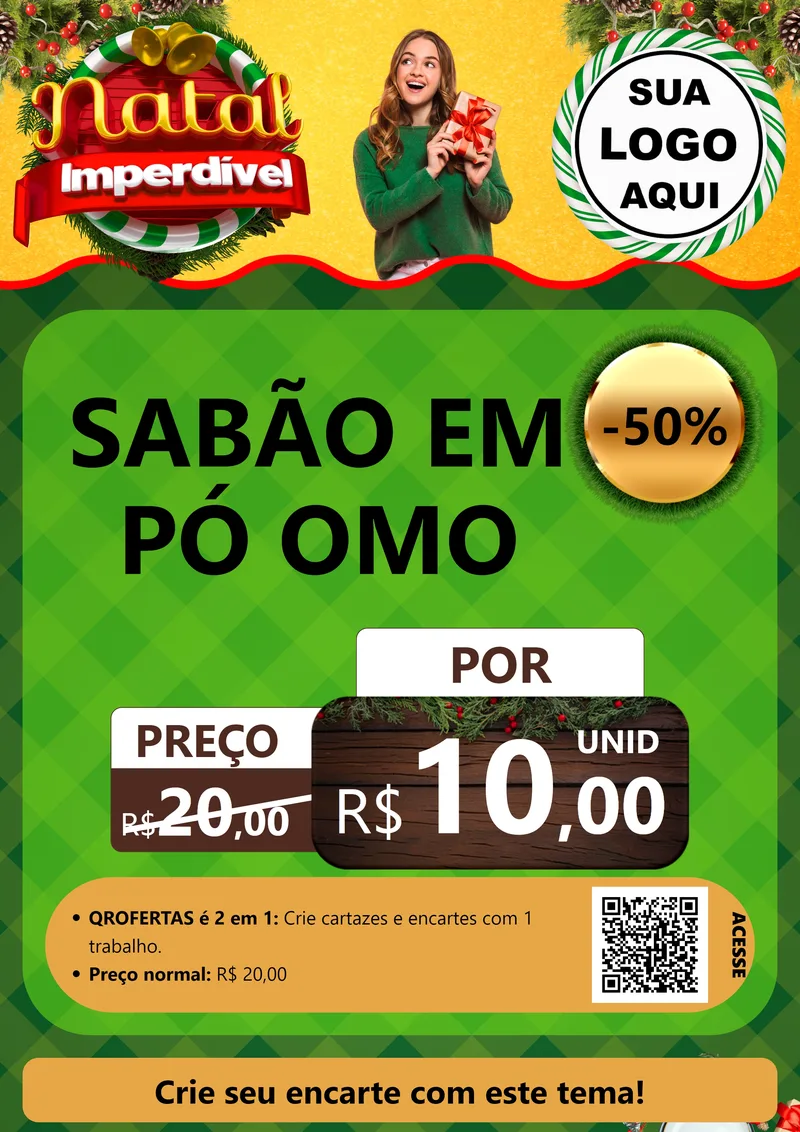 Modelo de Cartaz para Cartaz A4 Vertical com o tema Natal Imperdível para Produtos de Limpeza