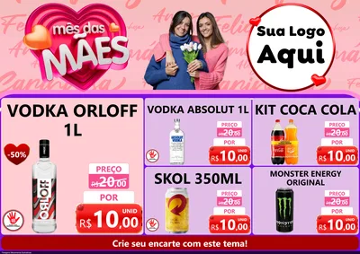 Modelo de Encarte para Encarte A4 Horizontal com o tema Mês Das Mães para Distribuidora de bebidas