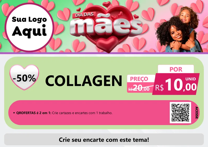 Modelo de Cartaz para Cartaz A4 Horizontal com o tema Dia das Mães para Suplementos alimentares
