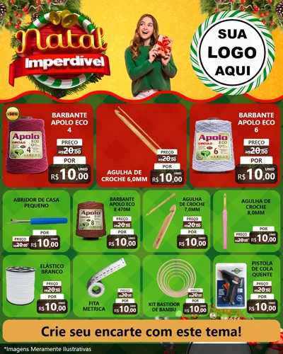 Modelo de Rede Social para Feed Instagram com o tema Natal Imperdível para Armarinho e Aviamentos