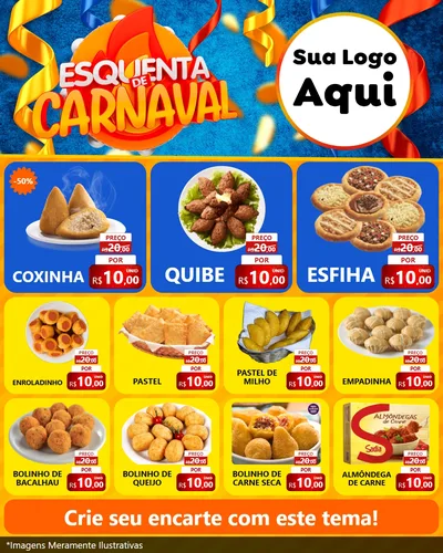 Modelo de Rede Social para Feed Instagram com o tema Esquenta de Carnaval para Salgadaria