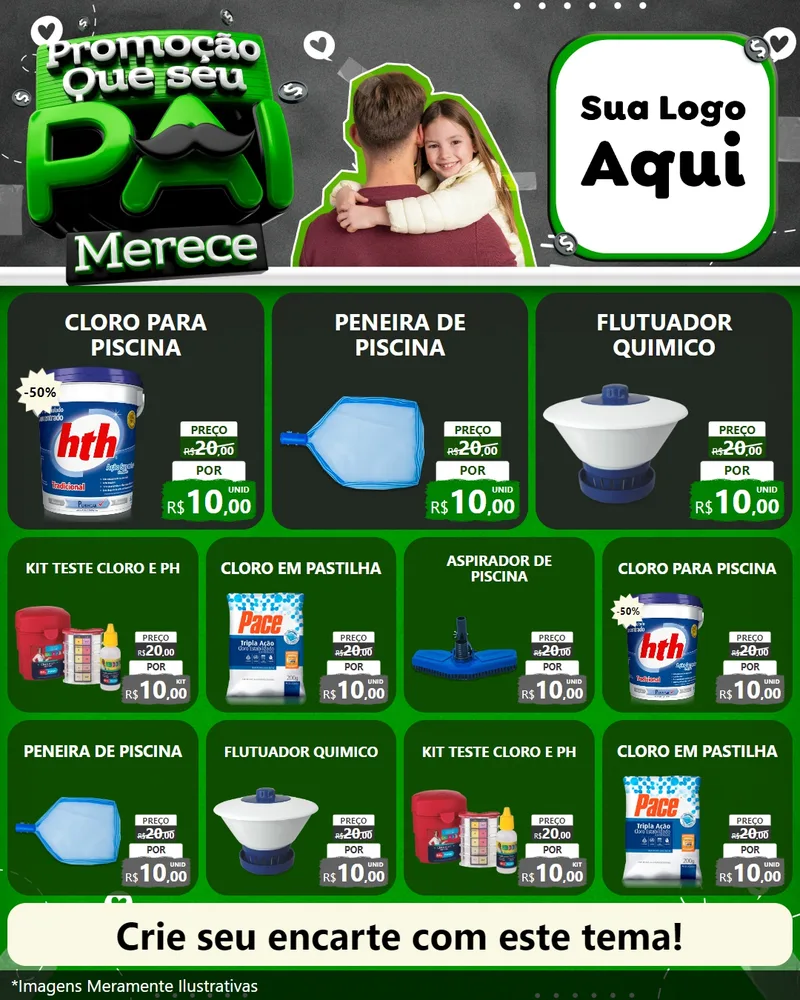Modelo de Rede Social para Feed Instagram com o tema Promoção Que seu Pai Merece para Produtos para Piscina