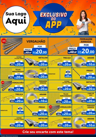 Modelo de Encarte para Encarte A4 Vertical com o tema Exclusivo do Aplicativo para Ferragens