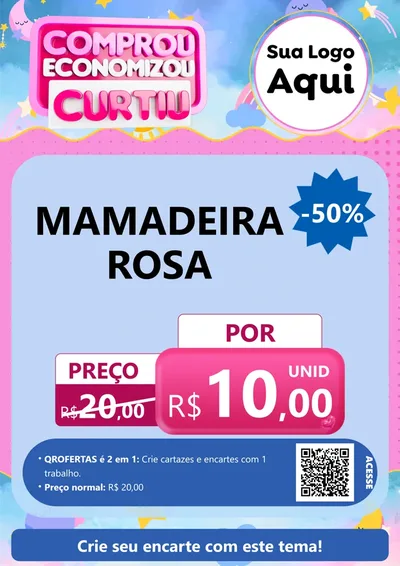 Modelo de Cartaz para Cartaz A4 Vertical com o tema Comprou economizou curtiu para Bebês