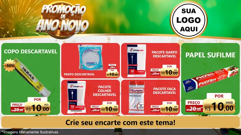 Modelo de TV para TV Horizontal com o tema Promoção de Ano Novo para Embalagens
