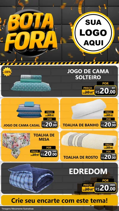 Modelo de TV para TV Vertical com o tema Bota Fora para Cama, Mesa e Banho