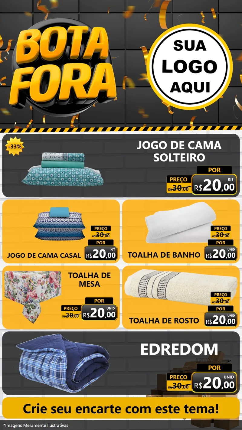 Modelo de TV para TV Vertical com o tema Bota Fora para Cama, Mesa e Banho