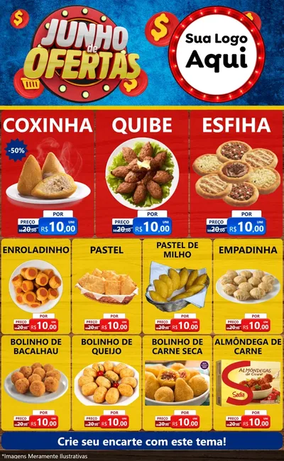 Modelo de Encarte para Encarte Grande com o tema Junho de Ofertas para Salgadaria