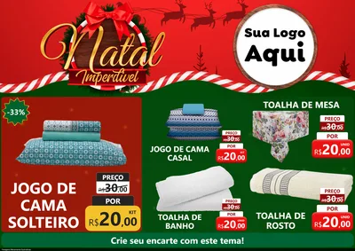 Modelo de Encarte para Encarte A4 Horizontal com o tema Natal Imperdível para Cama, Mesa e Banho