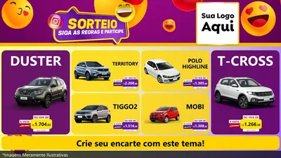 Modelo de TV para TV Horizontal com o tema Sorteio para Concessionaria de Carros