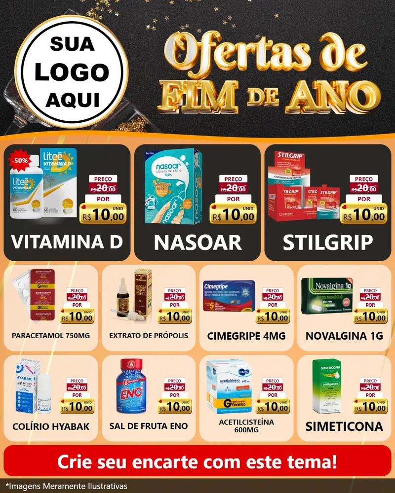 Modelo de Rede Social para Feed Instagram com o tema Ofertas de Fim de Ano para Farmácia