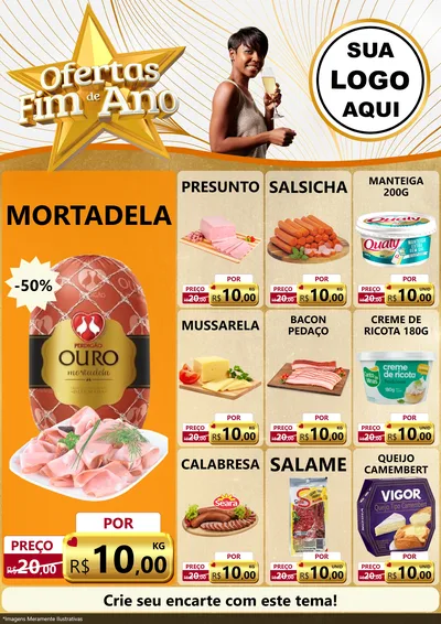 Modelo de Encarte para Encarte A4 Vertical com o tema Ofertas Fim de Ano para Frios e Laticínios