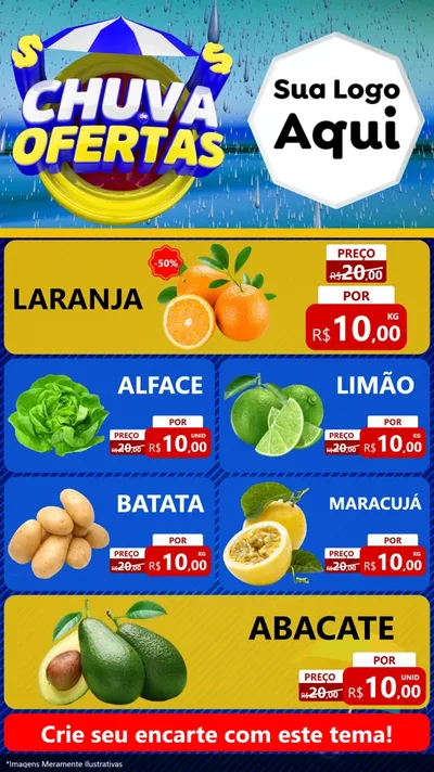 Modelo de TV para TV Vertical com o tema Chuva de Ofertas para Hortifrúti