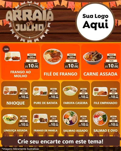 Modelo de Rede Social para Feed Instagram com o tema Arraiá de Julho - Junina para Restaurante