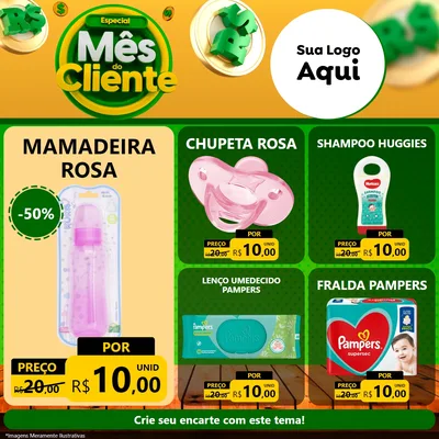 Modelo de Rede Social para Feed Facebook com o tema Especial Mês do Cliente para Bebês