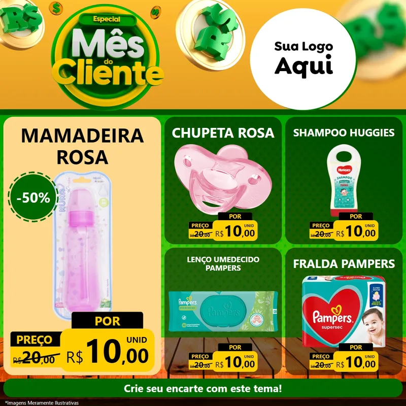 Modelo de Rede Social para Feed Facebook com o tema Especial Mês do Cliente para Bebês