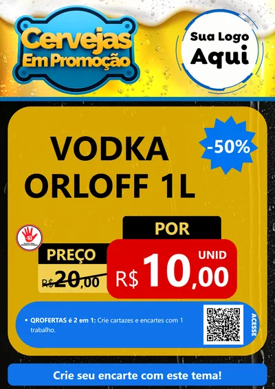 Modelo de Cartaz para Cartaz A4 Vertical com o tema Cerveja Em Promoção para Distribuidora de bebidas