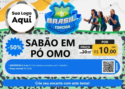 Modelo de Cartaz para Cartaz A4 Horizontal com o tema Brasil Torcida - Copa para Produtos de Limpeza