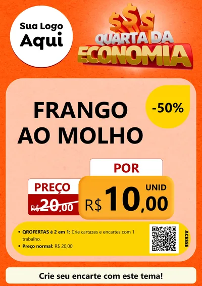 Modelo de Cartaz para Cartaz A4 Vertical com o tema Quarta da Economia para Restaurante