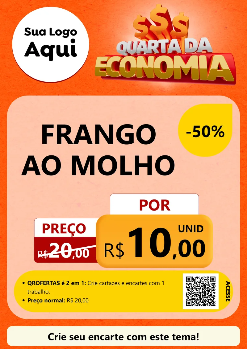 Modelo de Cartaz para Cartaz A4 Vertical com o tema Quarta da Economia para Restaurante