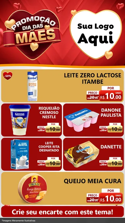 Modelo de TV para TV Vertical com o tema Promoção Dia das Mães para Frios e Laticínios