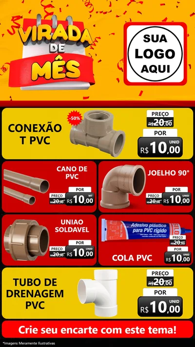 Modelo de TV para TV Vertical com o tema Virada de Mês para Tubos e conexões