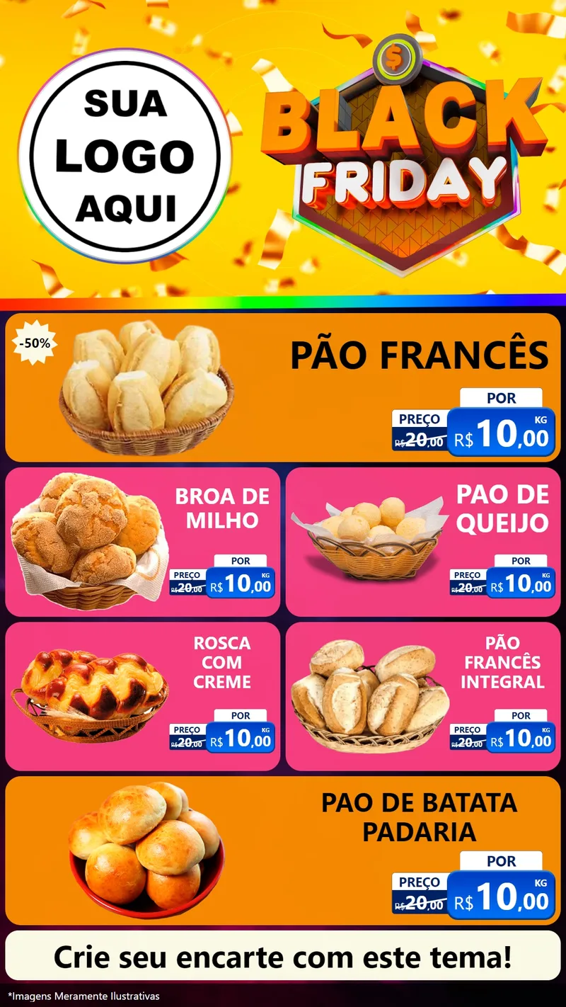 Modelo de TV para TV Vertical com o tema Black Friday para Padaria