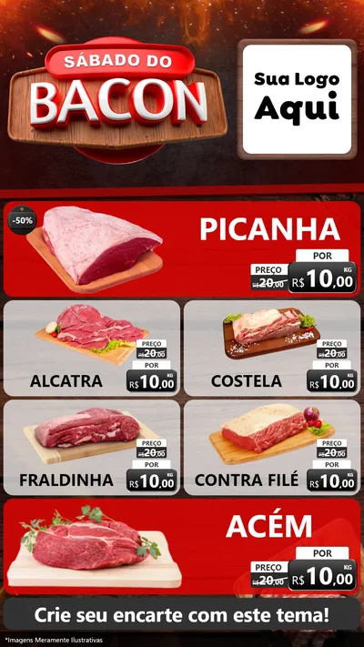 Modelo de TV para TV Vertical com o tema Sábado do Bacon para Açougue