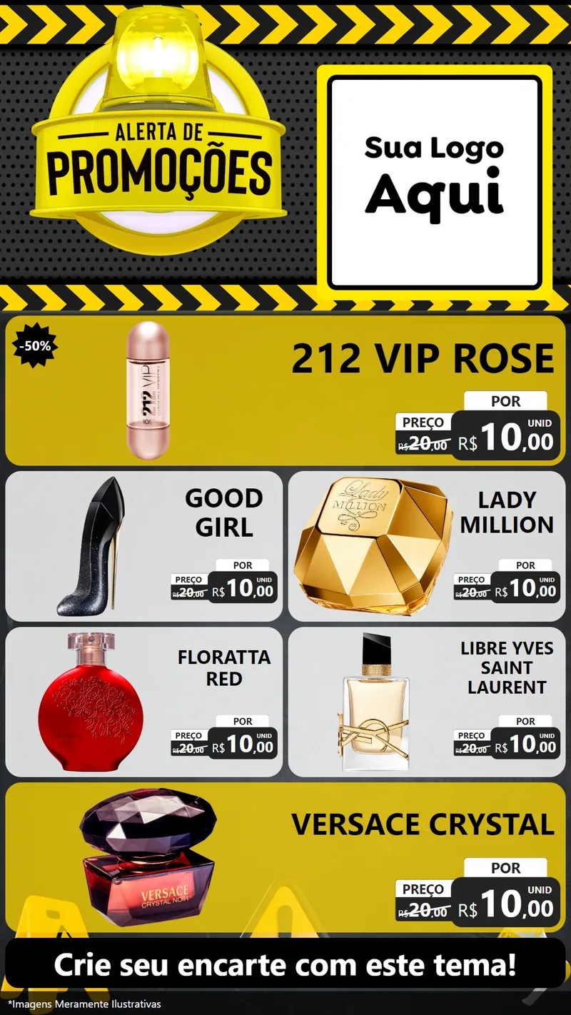 Modelo de TV para TV Vertical com o tema Alerta de Promoções para Perfumes