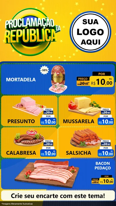 Modelo de TV para TV Vertical com o tema Proclamação da República para Frios e Laticínios