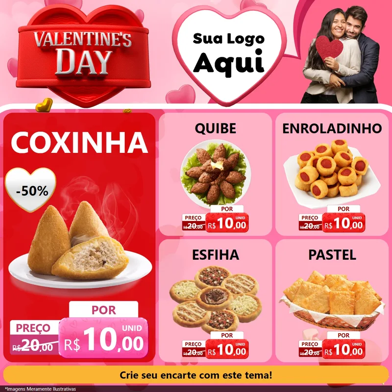 Modelo de Rede Social para Feed Facebook com o tema Valentine's Day para Salgadaria