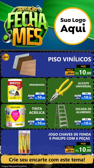 Modelo de TV para TV Vertical com o tema Operação Fecha Mês para Material para Construção