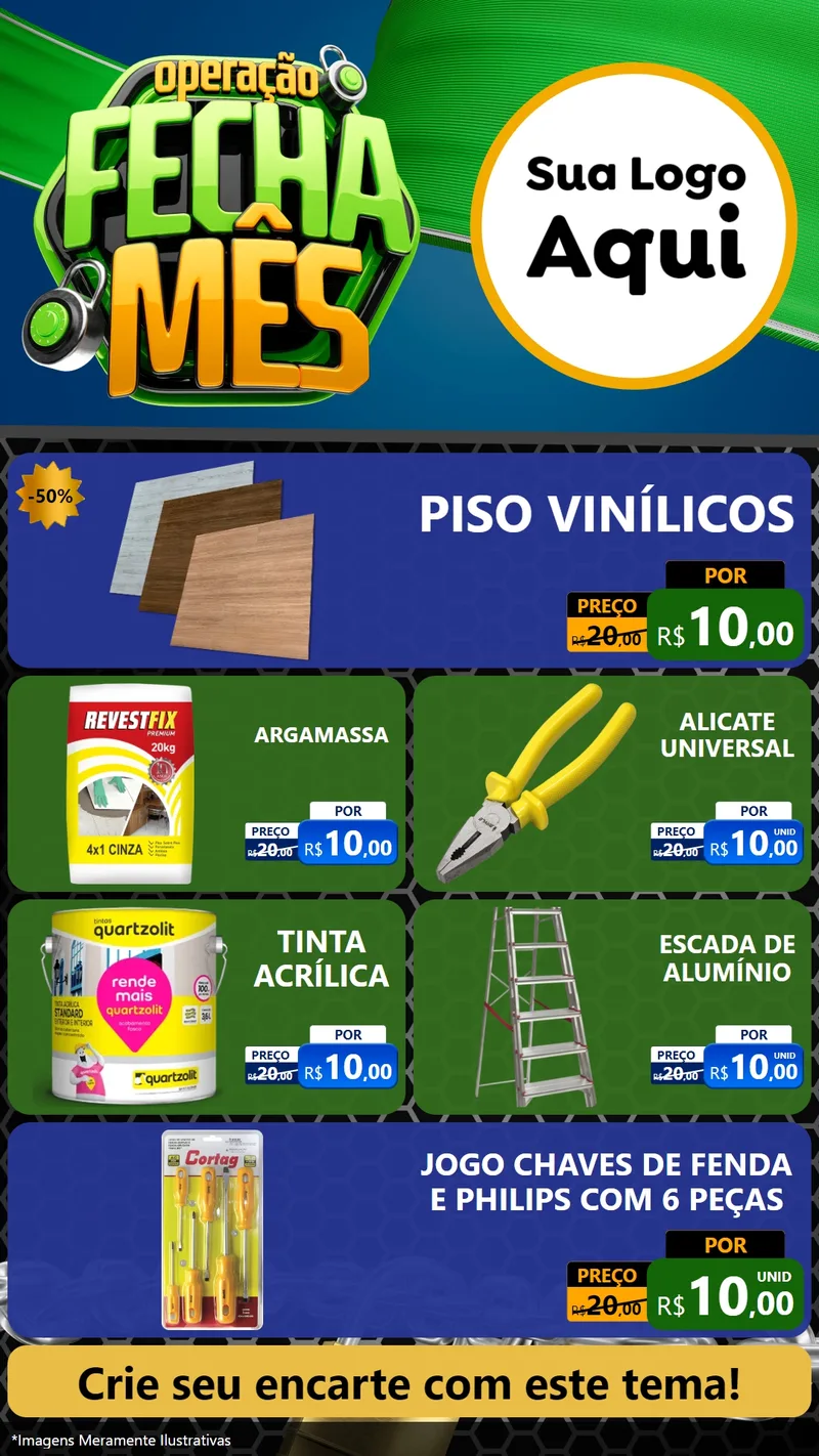 Modelo de TV para TV Vertical com o tema Operação Fecha Mês para Material para Construção